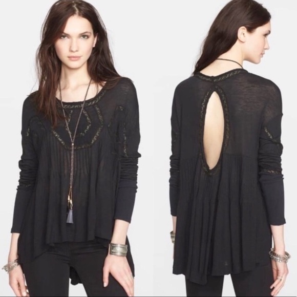 Free People Tops - Free People New Hope Babydoll Black Swing Boho Top